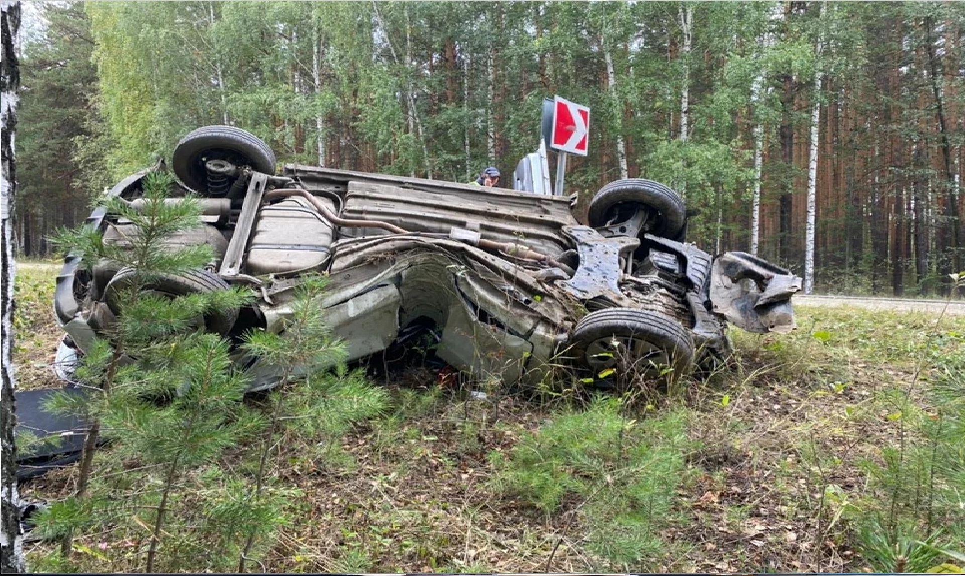 В Челябинской области иномарка перевернулась и врезалась в дерево, водитель  погиб