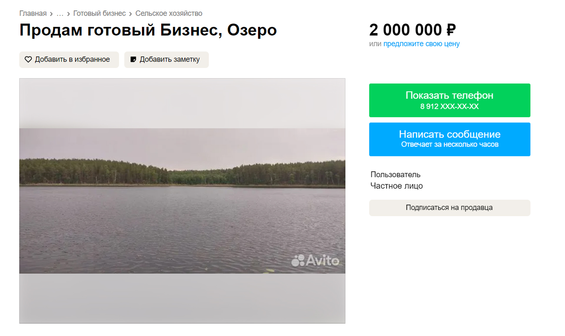 В Челябинской области на продажу выставили озеро