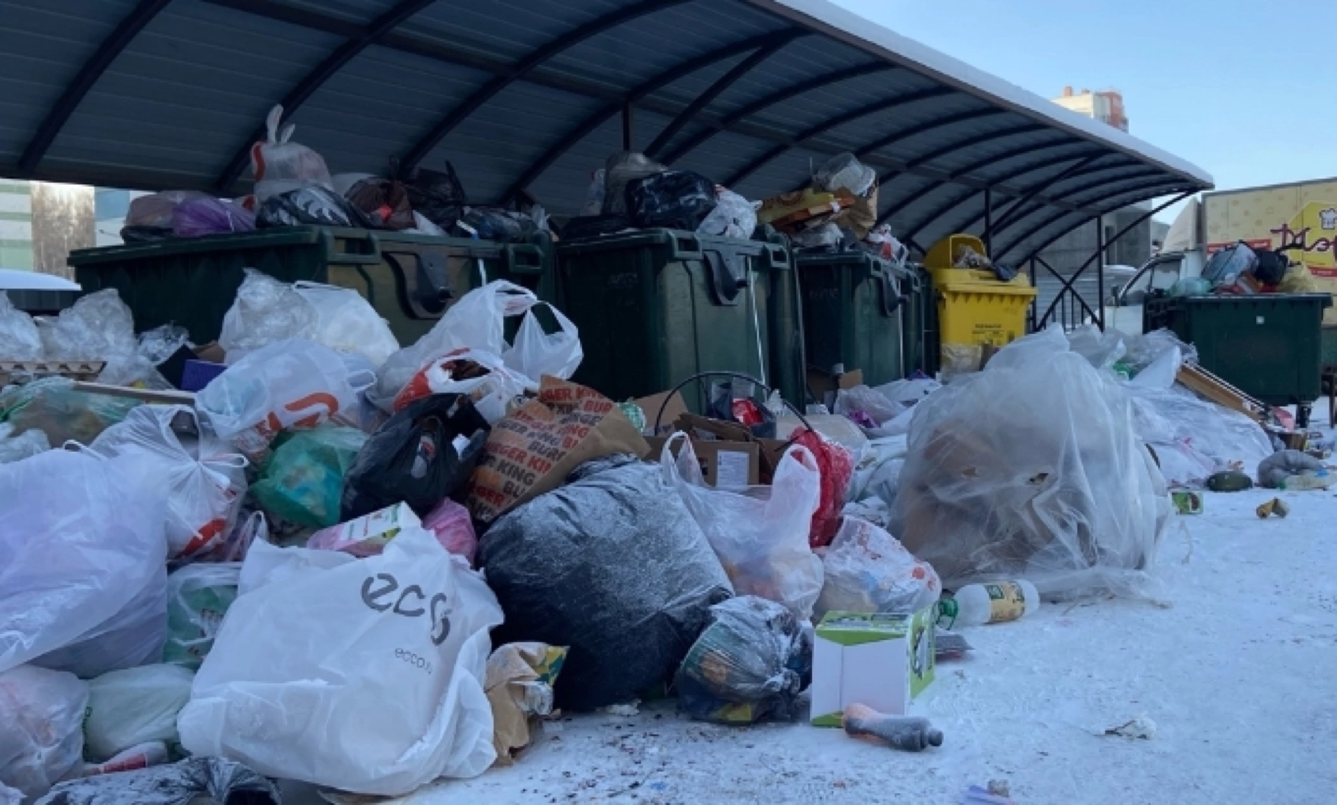 Челябинск замело сугробами, но не только снежными. Вывоз мусора снова  затруднен