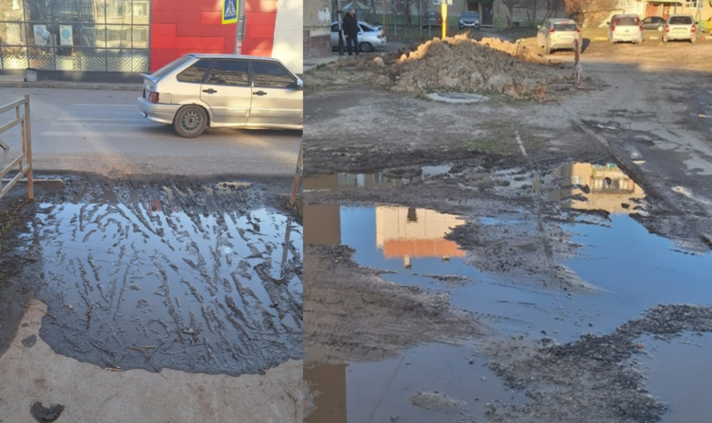 Жители домов по улице Октябрьская вынуждены ходить по грязи