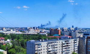 В Челябинске в районе Никольской рощи начался сильный пожар из-за пуха. Черный дым видно из разных частей города