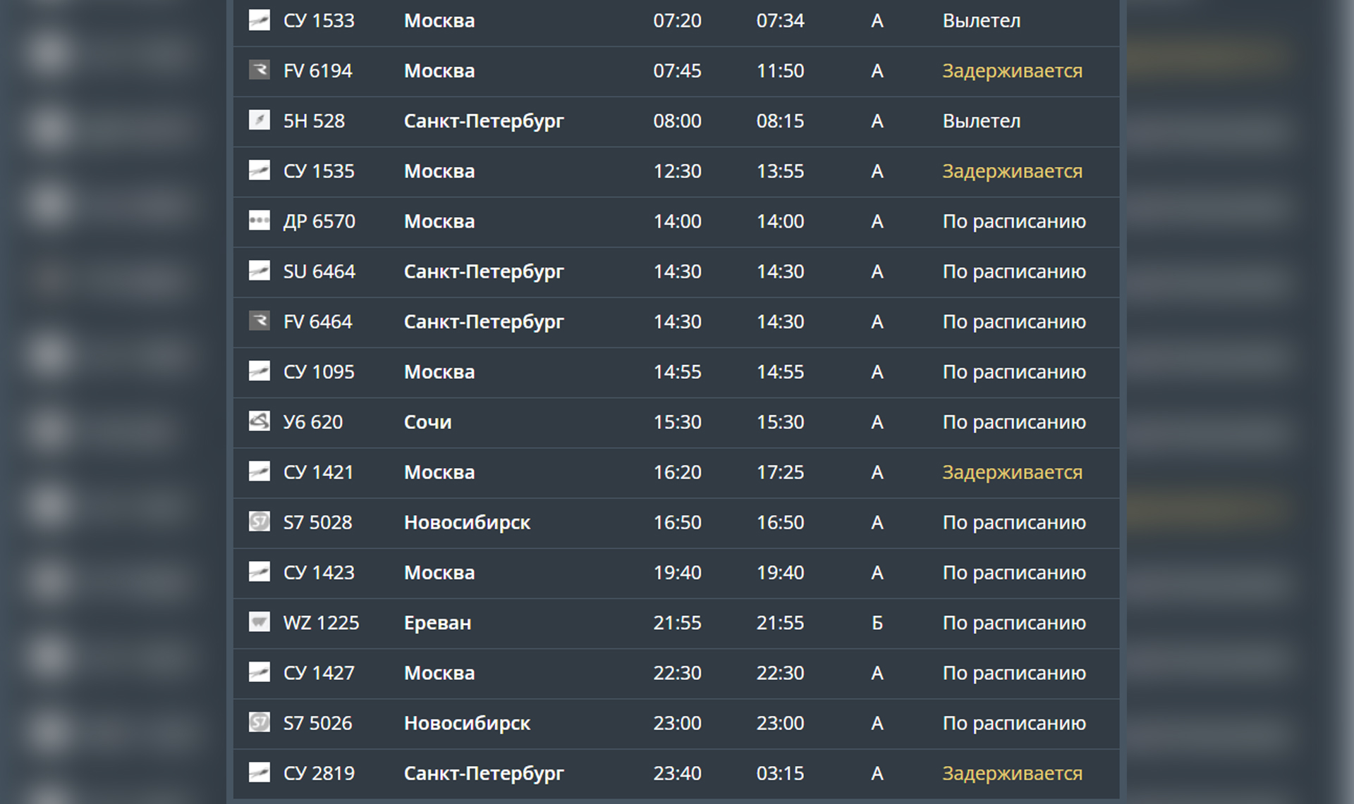 В челябинском аэропорту задерживается четыре рейса в Москву и Санкт-Петербург