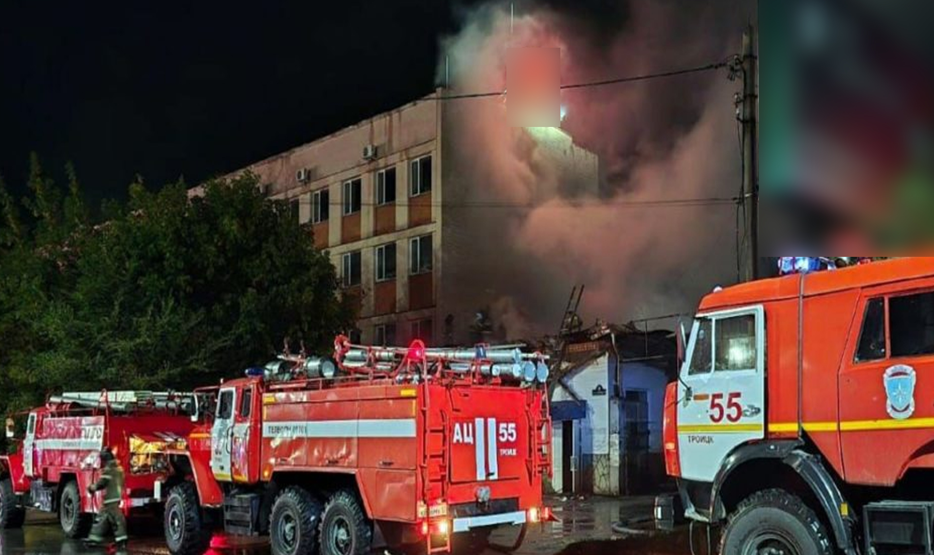 В Троицке сгорело офисное задание