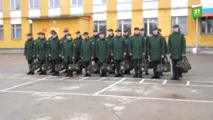 Призывники на пункте сбора